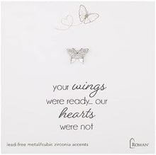 Load image into Gallery viewer, Pin - Memorial Butterfly - "Your wings were ready..." - Gold or Silver with Cubic Zirconia Accents