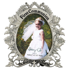 Load image into Gallery viewer, Picture Frame - "First Communion" - Pewter Oval - 2" X 2.5" Photo