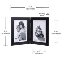 Load image into Gallery viewer, Double Picture Frame - Hinged - 5" X 7" Photos - 8.5" X 13" Frame - Multiple Color Options
