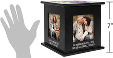 Load image into Gallery viewer, Memorial Photo Cube - "In Memory" - Black - Floral - 4" X 4" Photos (4) - 7" Cube Overall