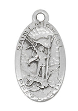 Load image into Gallery viewer, Necklace - "St. Michael Pray For Us" - Pewter with hand-engraved brite cuts