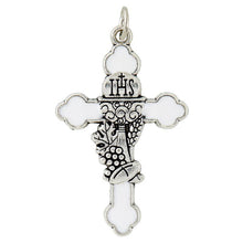 Load image into Gallery viewer, Necklace - Cross - First Communion - White Enamel on Plated Silver