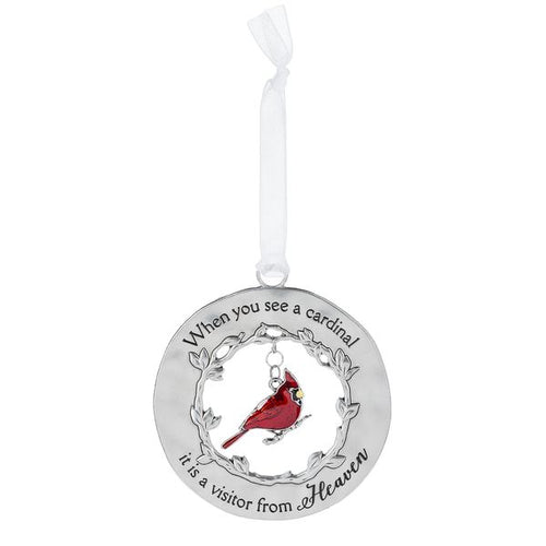 Memorial Ornament - Round with Cardinal Charm