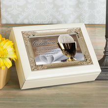 Load image into Gallery viewer, Music Box - First Communion - Song: Ave Maria - Distressed Cream with Antique Silver Inlay