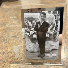 Load image into Gallery viewer, Picture Frame - First Holy Communion - Glass with Mirror Frame - 4"X6" Photo - 9.5"X9.5" Frame