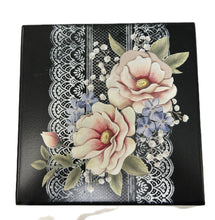 Load image into Gallery viewer, Photo Cube - "My Love..." - Black - Floral - 4" X 4" Photos (4) - 7" Cube Overall