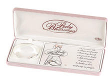 Load image into Gallery viewer, Baby Bracelet - Silver Plated Cuff with Cross Charm - "Bless This Baby"