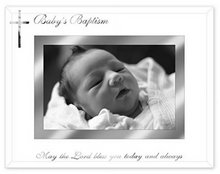 Load image into Gallery viewer, Picture Frame - &quot;Baby&#39;s Baptism&quot; - Glass with Mirrored Border/Text and Lace Accents - 4&quot; X 6&quot; Photo - Size Frame