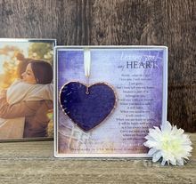 Load image into Gallery viewer, Ornament - Memorial - "Leaving you my Heart" - Handmade Iridescent Glass - Pink or Blue