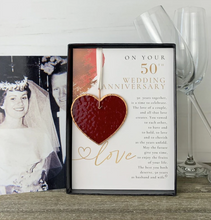 Load image into Gallery viewer, Ornament - 50th Anniversary - Handmade Iridescent Glass Heart