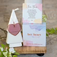 Load image into Gallery viewer, Ornament - "For You" - Handmade Iridescent Glass - Pink with Copper Border