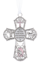 Load image into Gallery viewer, Ornament - Cross - "Bless this child..." - Multiple Colors Available