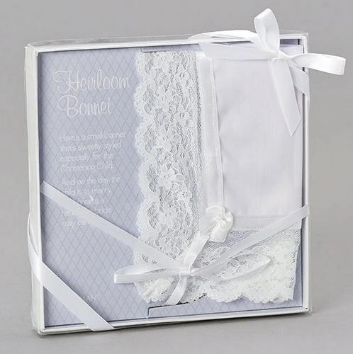 White Deluxe Cotton Christening Bonnet