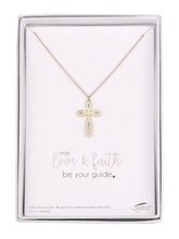 Load image into Gallery viewer, Necklace - Cross - Cubic Zirconia accents with 18K gold or platinum/rhodium silver finish