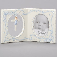 Load image into Gallery viewer, Picture Frame - Baby (Girl or Boy) - Porcelain with Pink or Blue Accents - 2.5" X 3.5" Photo - 4" X 6.25" Book Style Frame