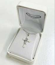 Load image into Gallery viewer, Necklace - Cross - First Communion - White Enamel on Plated Silver