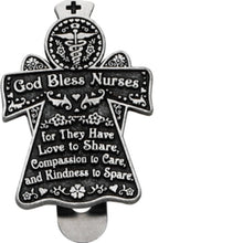 Load image into Gallery viewer, Visor Clip - "God Bless Nurses" - Metal
