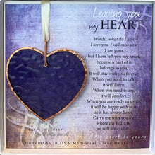 Load image into Gallery viewer, Ornament - Memorial - "Leaving you my Heart" - Handmade Iridescent Glass - Pink or Blue