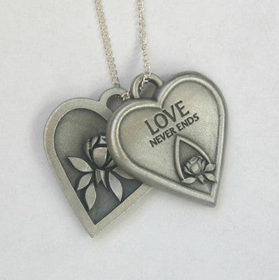 Necklace - Memorial Tear - Two-Part Heart Token - Pewter - 24