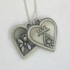 Necklace - Memorial Tear - Two-Part Heart Token - Pewter - 24"