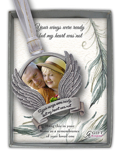 Memorial Ornament - Picture Frame - Angel Wings - 