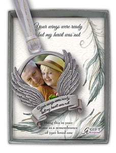 Memorial Ornament - Picture Frame - Angel Wings - "Your wings were ready..."