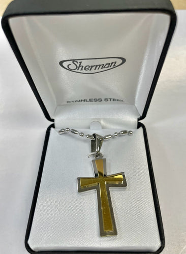 Necklace-Gold/Silver 2 toned Cross