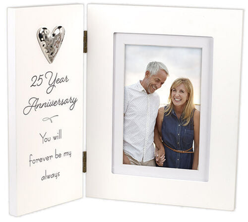 Picture Frame - 25th Anniversary - White Wood - Hinged - 4