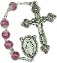 Load image into Gallery viewer, Rosary - Rose Our Father Beads - Elegant Pink beads with Purple Accents