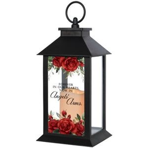 Lantern - Angel's Arms - Rose Accents - 13" Clear