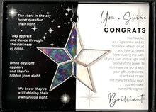 Load image into Gallery viewer, Ornament - Congratulations - Handmade Iridescent Glass Star