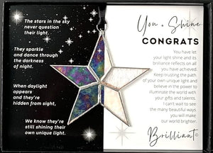 Ornament - Congratulations - Handmade Iridescent Glass Star