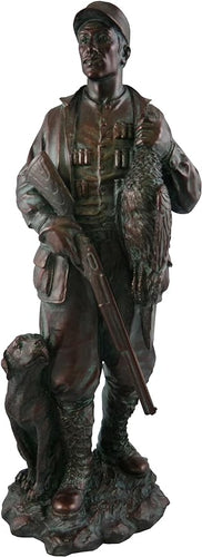 Statue - Hunter with Dog - Bronze Tone - 9