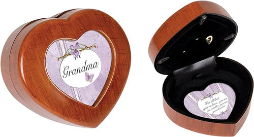 Music Box - Grandma - Music: Wind Beneath my Wings - Wood - Heart Shaped