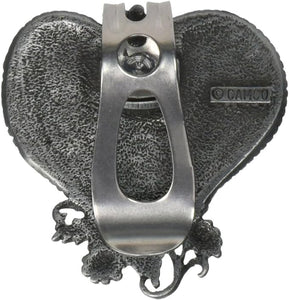 Visor Clip - Daughter - "...please always travel safely." - Heart with Sunflowers - Pewter