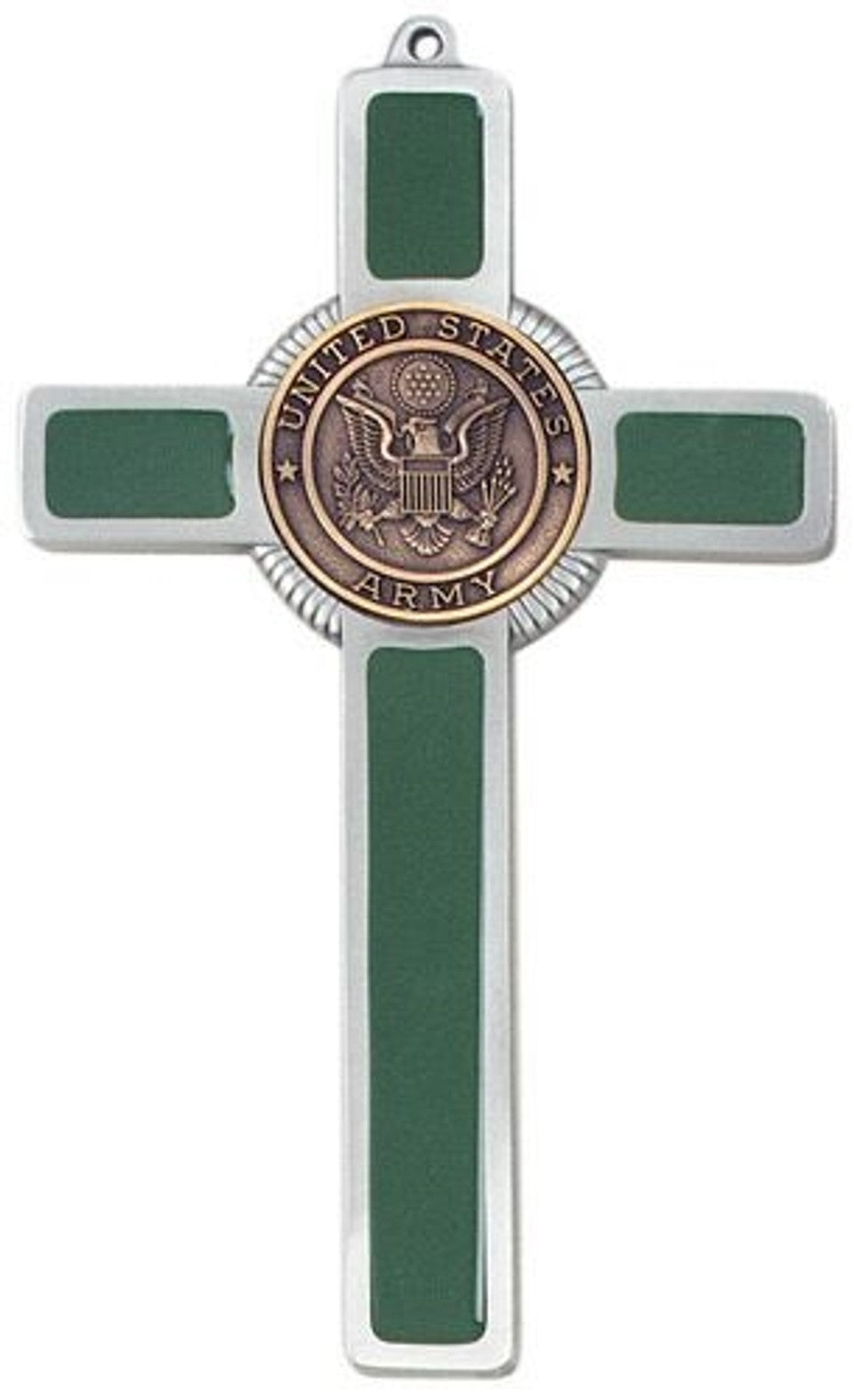 Cross - US Army - Green and Silver - Metal - 8
