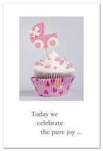 Load image into Gallery viewer, Greeting Card~Baby Shower-Pink Baby Buggy Cupcake