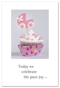 Greeting Card~Baby Shower-Pink Baby Buggy Cupcake