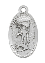 Load image into Gallery viewer, Necklace - &quot;St. Michael Pray For Us&quot; - Pewter with hand-engraved brite cuts