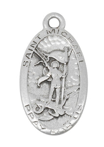 Necklace - "St. Michael Pray For Us" - Pewter with hand-engraved brite cuts