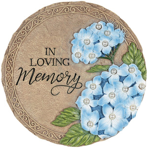 Plaques~"In Loving Memory" Stone Blue Flowers