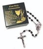 Rosary-Boys Brown Box with Black Rosary 1st Communion