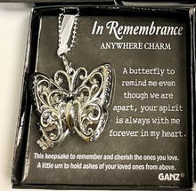 Load image into Gallery viewer, In Remembrance Anywhere Charm - Keepsake Urn - Butterfly