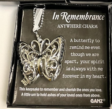 In Remembrance Anywhere Charm - Keepsake Urn - Butterfly