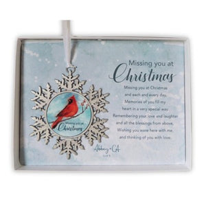 Ornament - Missing you at Christmas - Cardinal - Snowflake