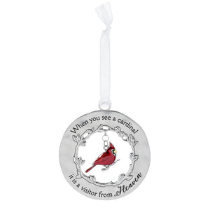 Memorial Ornament - Round with Cardinal Charm