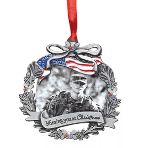 Memorial Ornament - Military - Picture Frame - "Missing you at Christmas"