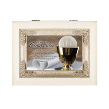 Load image into Gallery viewer, Music Box - First Communion - Song: Ave Maria - Distressed Cream with Antique Silver Inlay