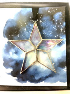 Ornament - Memorial - Handmade Iridescent Glass Star