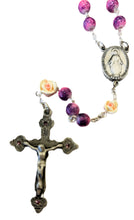 Load image into Gallery viewer, Rosary - Rose Our Father Beads - Elegant Pink beads with Purple Accents